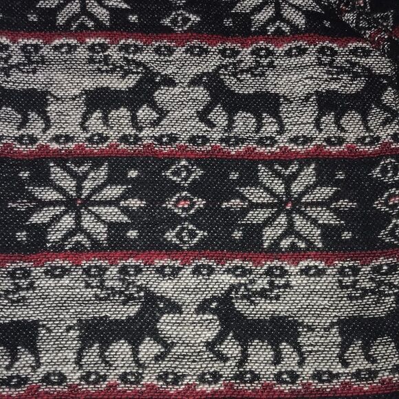 Winter Scarf with Deer Red/Black/White 76“ Long with Fringe - Picture 2 of 7